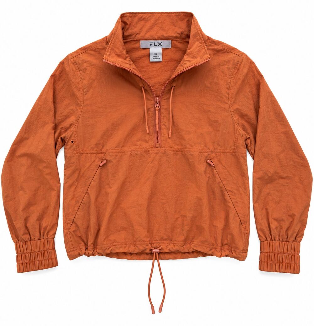 FLX Women's XS Rust Orange Half Zip Anorak Windbreaker Jacket